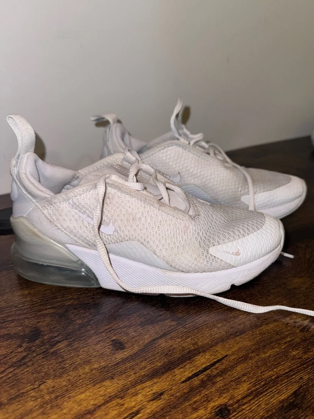 Nike Kids Beige and White Air Max-Style Sneakers